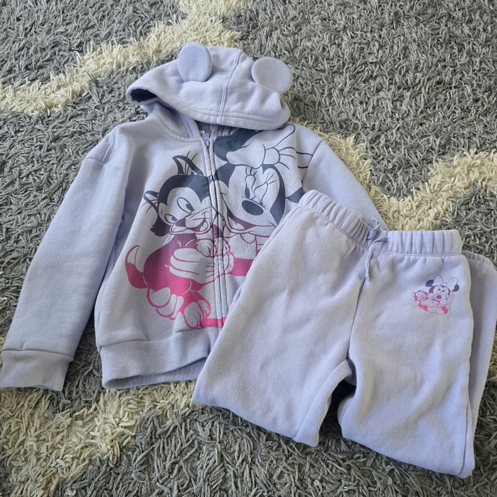 Purple Disney Minnie Hoodie Sweatsuit Set 5T